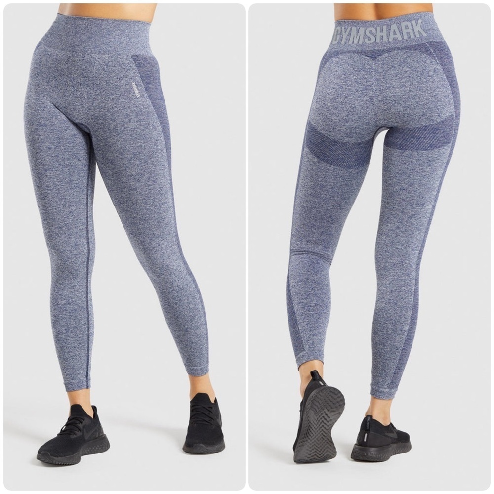 Gymshark Flex Navy Marled High-Waisted Leggings Seamless Design Size S